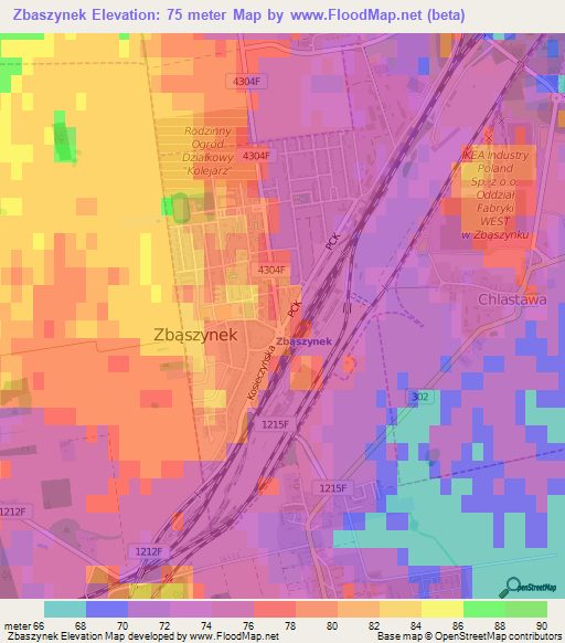 Zbaszynek,Poland Elevation Map