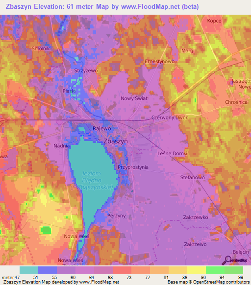 Zbaszyn,Poland Elevation Map
