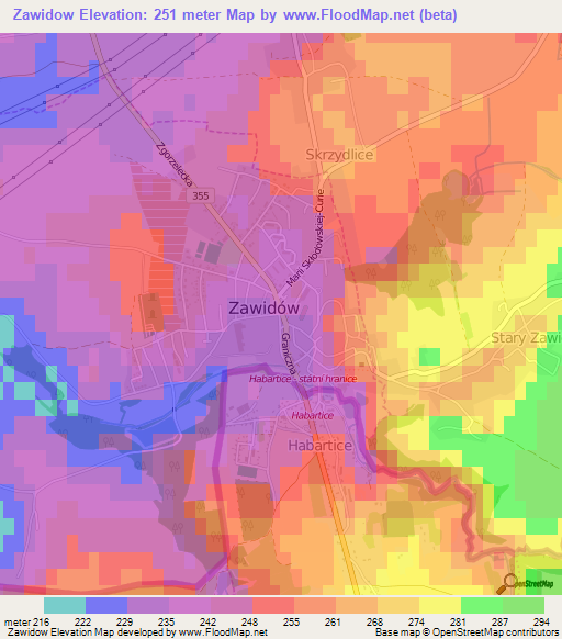 Zawidow,Poland Elevation Map