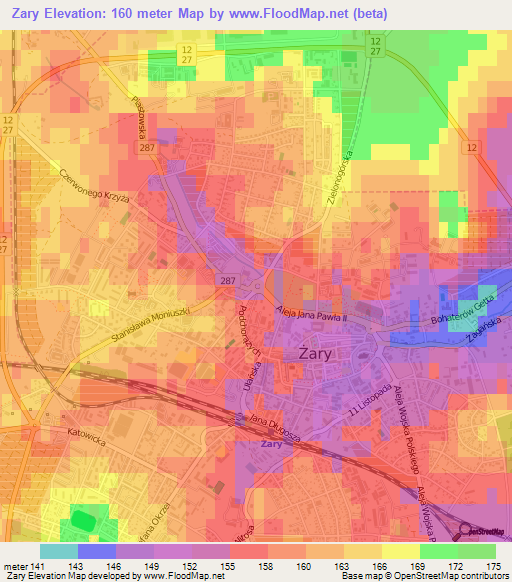 Zary,Poland Elevation Map