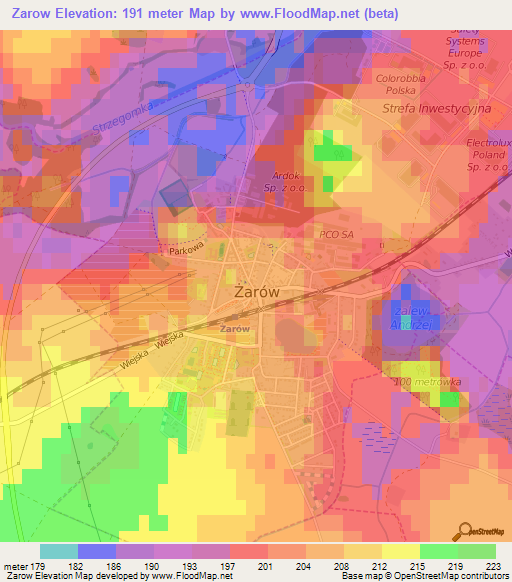 Zarow,Poland Elevation Map