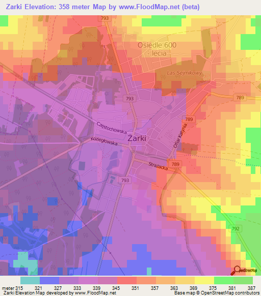 Zarki,Poland Elevation Map