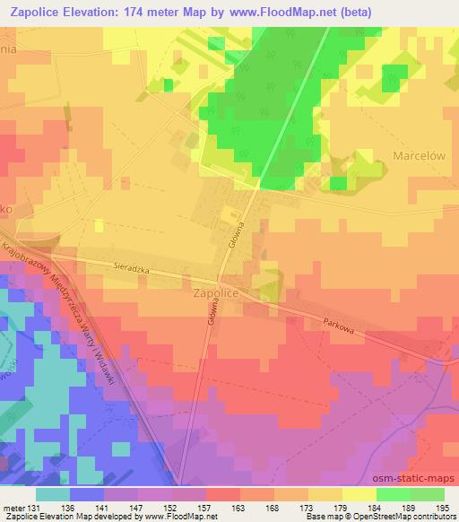Zapolice,Poland Elevation Map