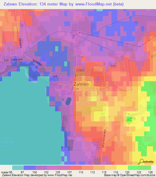 Zalewo,Poland Elevation Map