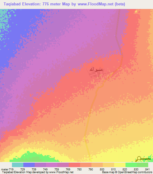 Taqiabad,Iran Elevation Map