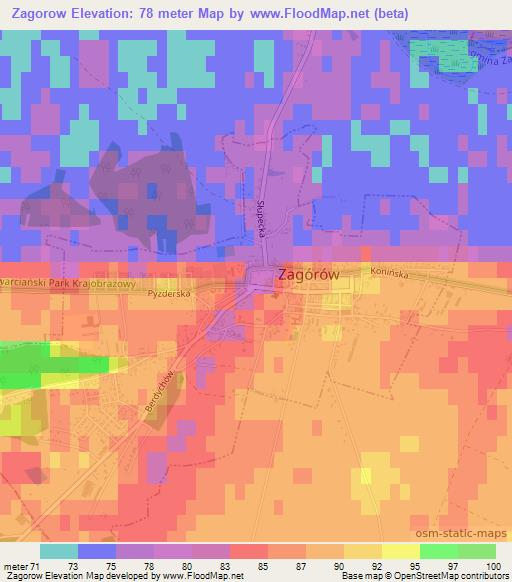 Zagorow,Poland Elevation Map