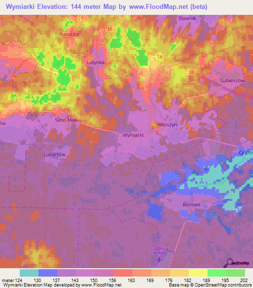 Wymiarki,Poland Elevation Map