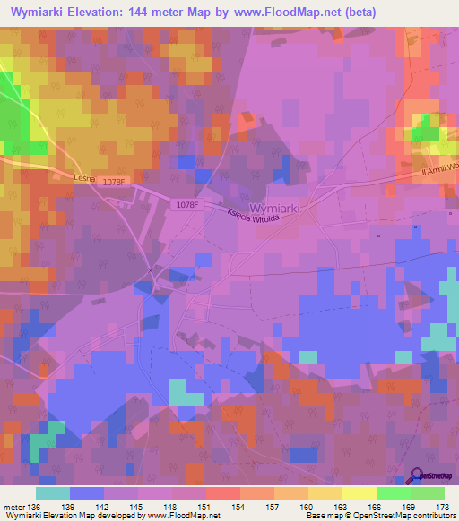 Wymiarki,Poland Elevation Map