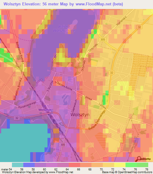 Wolsztyn,Poland Elevation Map