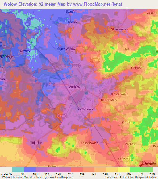 Wolow,Poland Elevation Map
