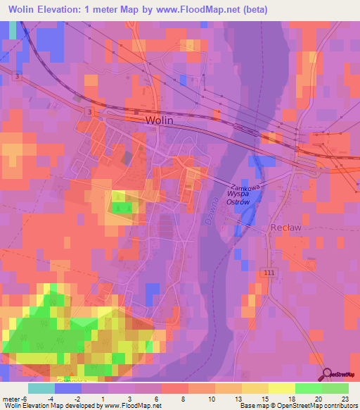 Wolin,Poland Elevation Map