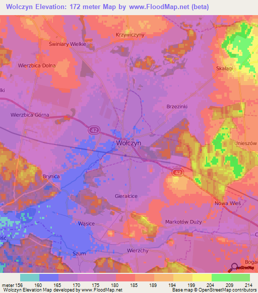 Wolczyn,Poland Elevation Map