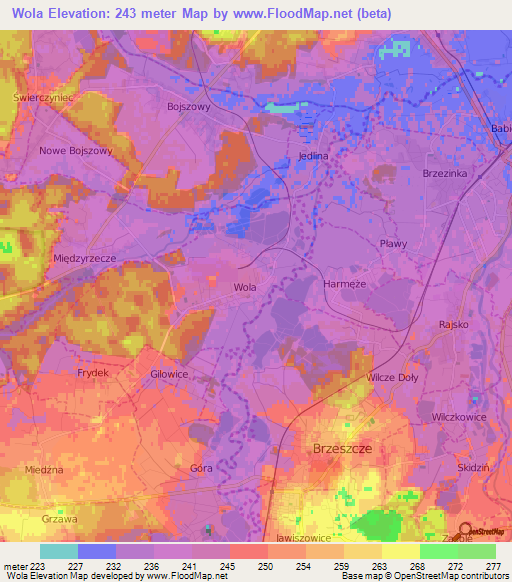 Wola,Poland Elevation Map