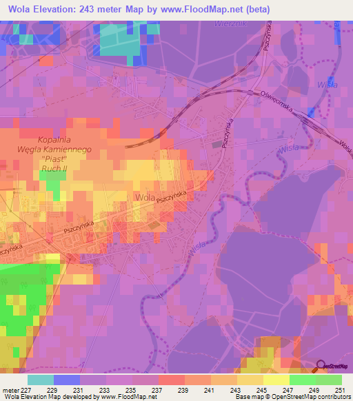 Wola,Poland Elevation Map