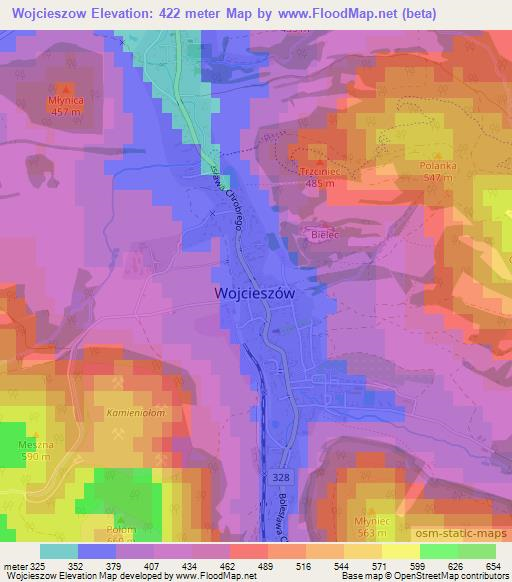 Wojcieszow,Poland Elevation Map