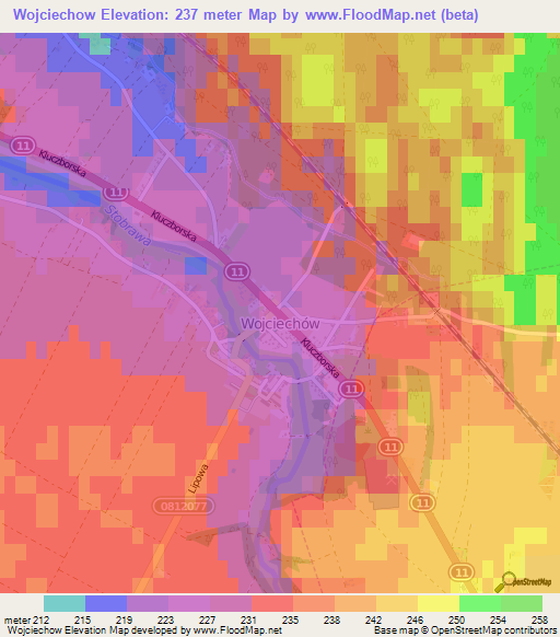 Wojciechow,Poland Elevation Map
