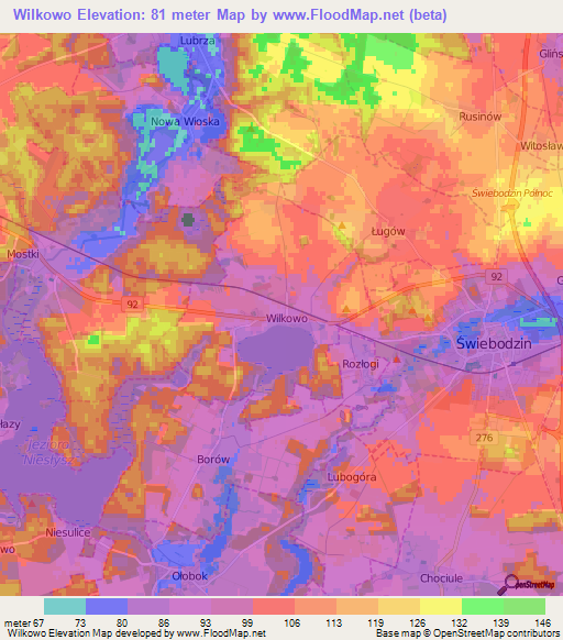 Wilkowo,Poland Elevation Map