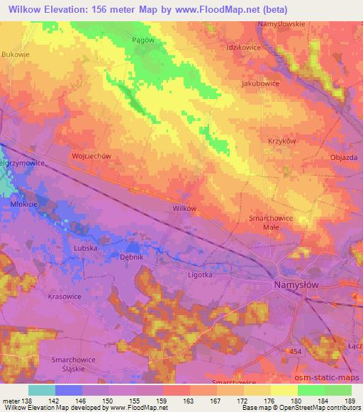 Wilkow,Poland Elevation Map