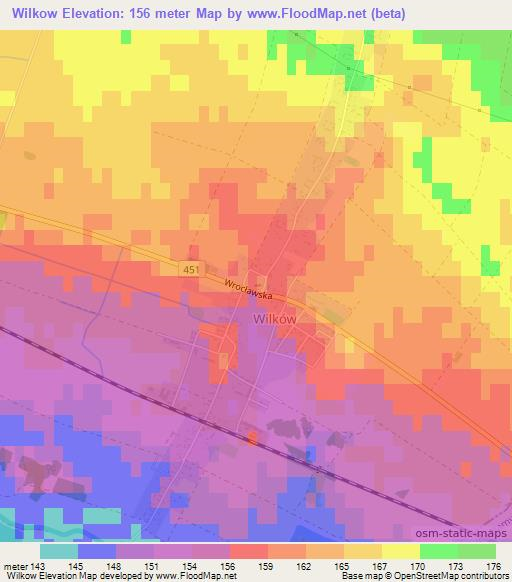 Wilkow,Poland Elevation Map