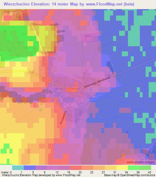 Wierzchucino,Poland Elevation Map