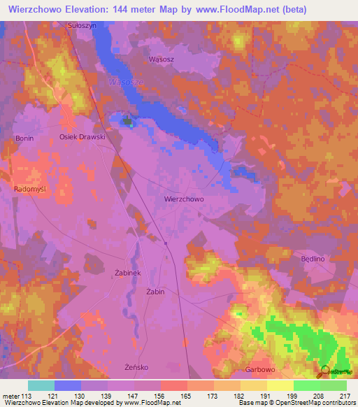 Wierzchowo,Poland Elevation Map