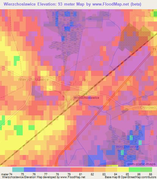 Wierzchoslawice,Poland Elevation Map