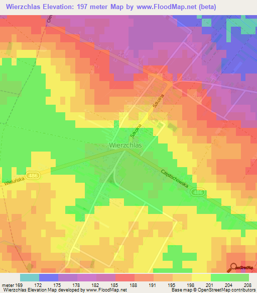 Wierzchlas,Poland Elevation Map