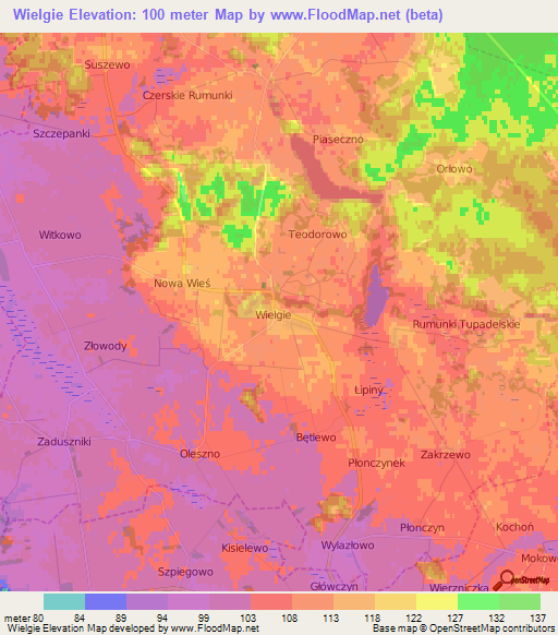 Wielgie,Poland Elevation Map
