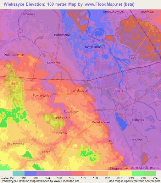 Wiekszyce,Poland Elevation Map