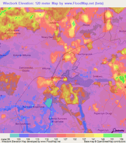 Wiecbork,Poland Elevation Map
