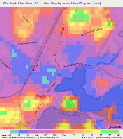 Wiecbork,Poland Elevation Map