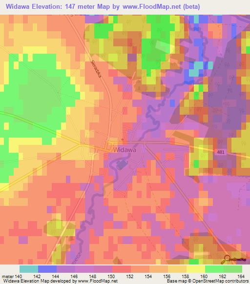 Widawa,Poland Elevation Map