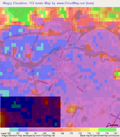Wegry,Poland Elevation Map