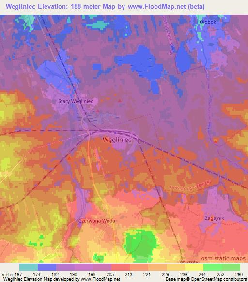Wegliniec,Poland Elevation Map