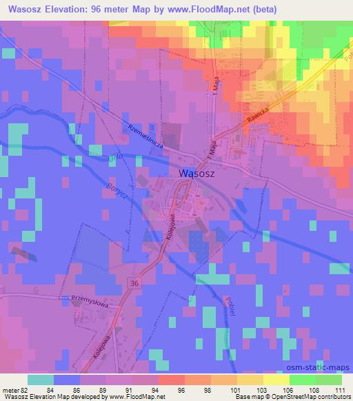 Wasosz,Poland Elevation Map