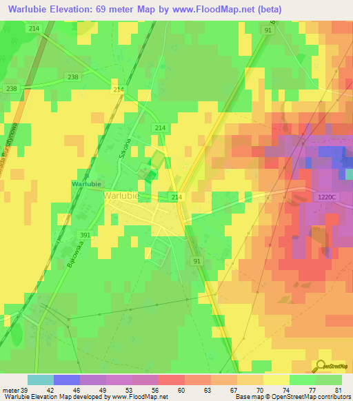 Warlubie,Poland Elevation Map