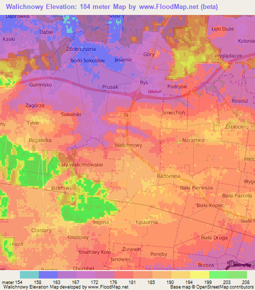 Walichnowy,Poland Elevation Map