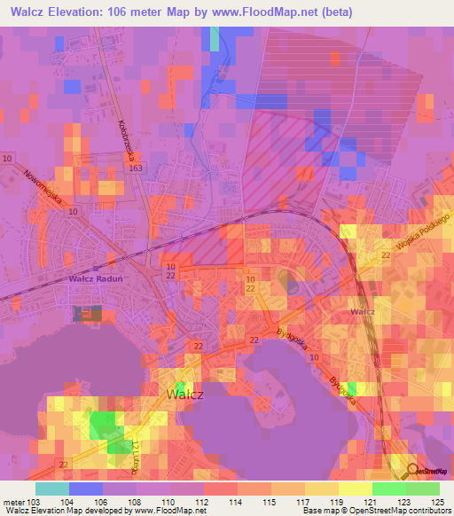 Walcz,Poland Elevation Map