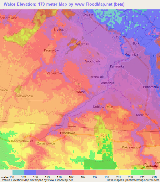 Walce,Poland Elevation Map