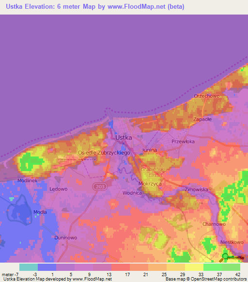 Ustka,Poland Elevation Map