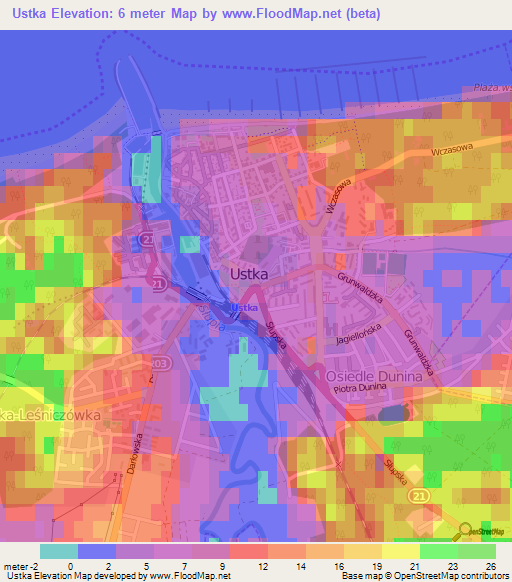Ustka,Poland Elevation Map