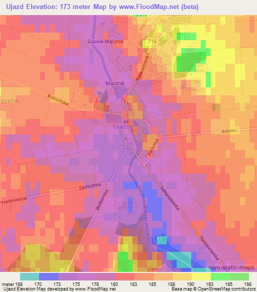 Ujazd,Poland Elevation Map