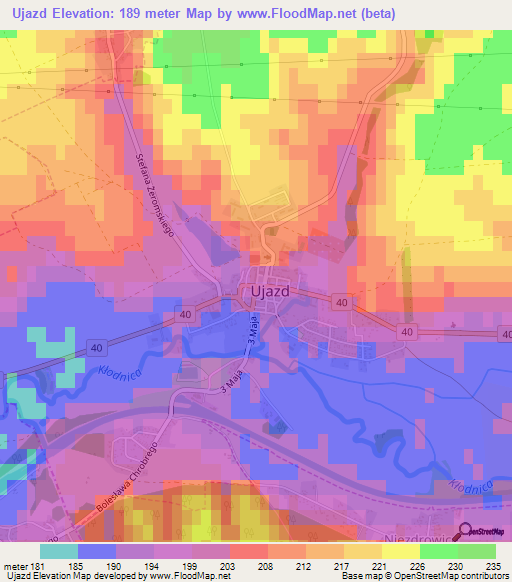 Ujazd,Poland Elevation Map