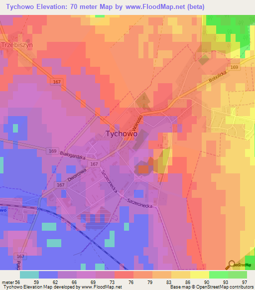 Tychowo,Poland Elevation Map