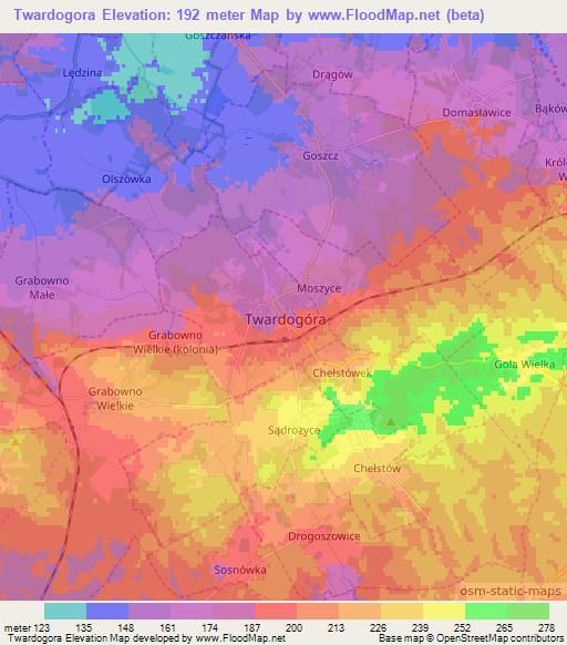Twardogora,Poland Elevation Map