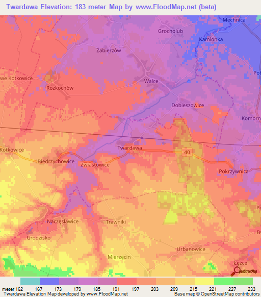 Twardawa,Poland Elevation Map