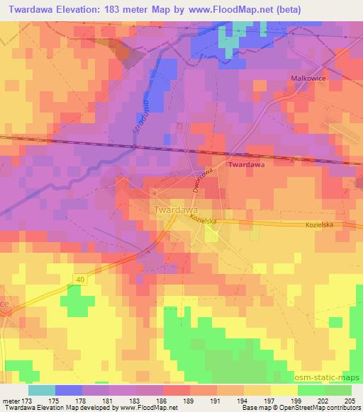 Twardawa,Poland Elevation Map