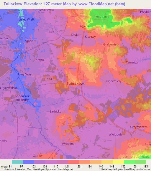 Tuliszkow,Poland Elevation Map