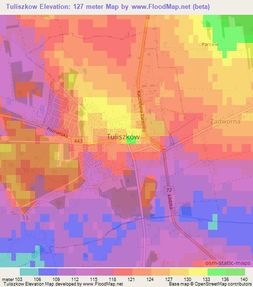 Tuliszkow,Poland Elevation Map