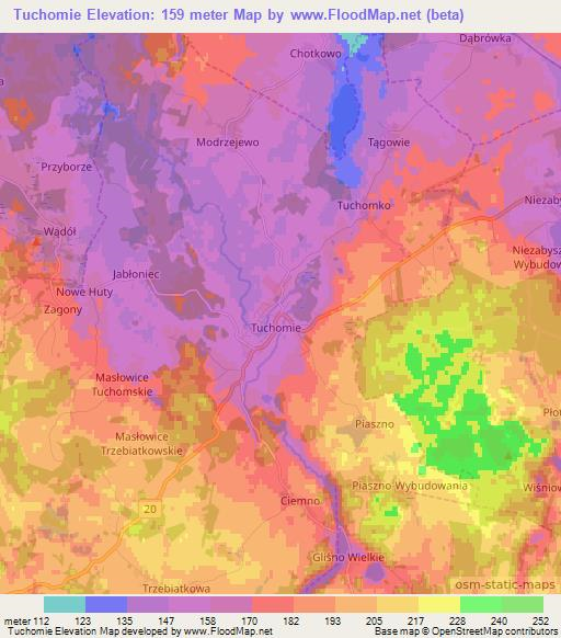 Tuchomie,Poland Elevation Map